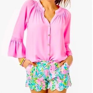 Lilly Pulitzer Pink and Green Floral Women Shorts